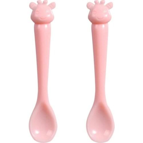 2Pcs Baby Learning Spoons Soft Silicone Feeding Spoon Baby Spoon Safety Tableware Infant Learning Spoons