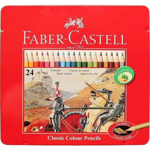 Faber-Castell Metal Box Crayons 24 Colors, Painting, School, Student