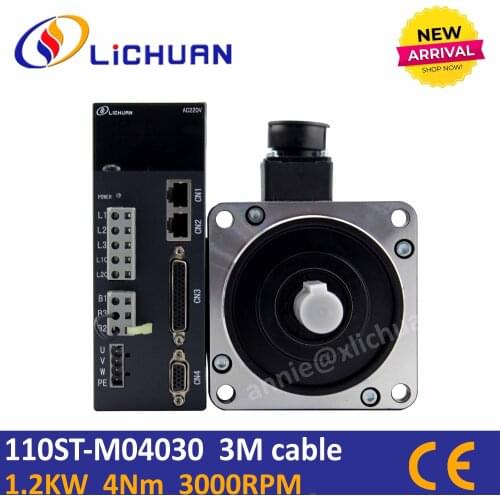 AC motor 220v for 1.2KW servo motor with driver kit 110ST-M04030B flange110 4Nm servomotor 3000rpm use in CNC plasma cut machine