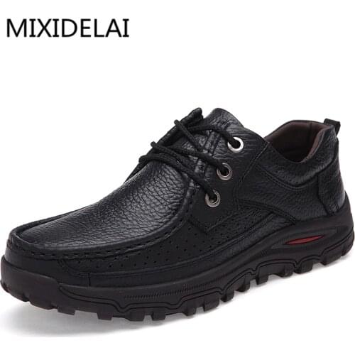 MIXIDELAI Brand Men Shoes Handmade High Quality Genuine Leather Shoes Slip On Comfort Business Man Casual Shoes Big Size 47 48