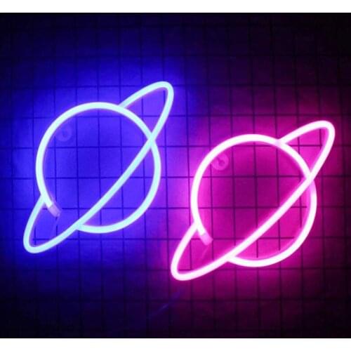 Neon Pendant Planet Night Light For Kids Bedroom Decoration Wall Hanging Lights Christmas Party Holiday Decoration Night Light