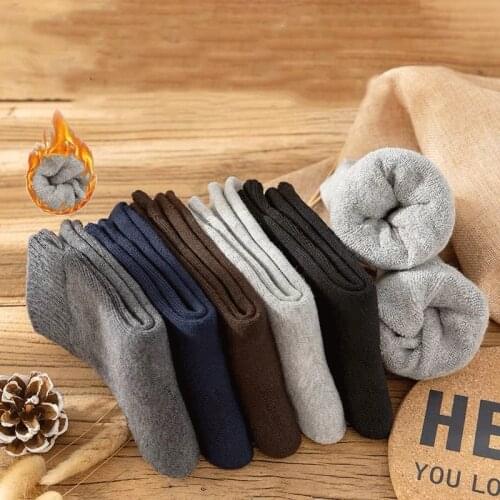 5Pairs/Socks Mens Winter Cotton Socks Mens Cotton Tube Socks Towel Bottom Socks Winter Thick High Quality Warm Wool Snow Socks