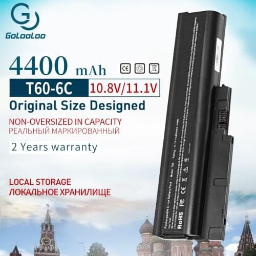 Golooloo 6 Cells New Battery for IBM Lenovo ThinkPad R60 R60e R61 R61e R61i T60 T60p T61 T61p R500 T500 W500 SL400 SL500 SL300