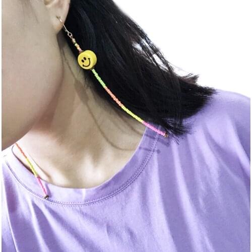 Original Unique Smile Face Pendant Earrings Fashion Funny Ceramic Face Fluorescence Candy Sweet Drop Earrings for Women and Girl