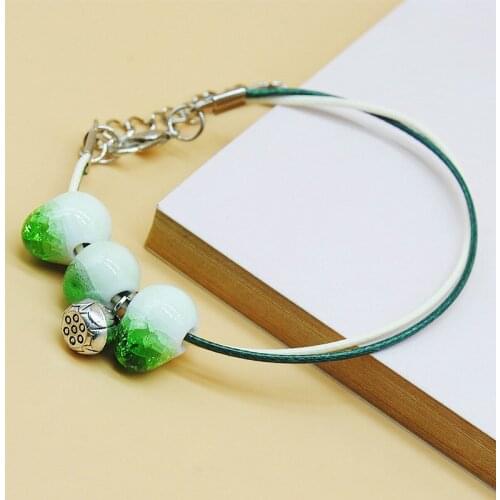 Original New Fashion simple Ceramics bead Girls Bracelet PU Leather Bracelet cute Lover Bracelet Lovers Lucky Jewelry Women Gift