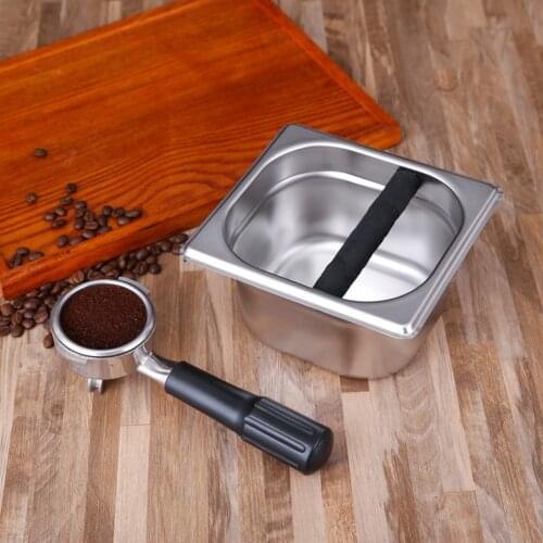 Portable Stainless Steel Coffee Powder Residue Knock Box Coffee Machine Grounds Recycling Container Bucket Grind Trash Bin