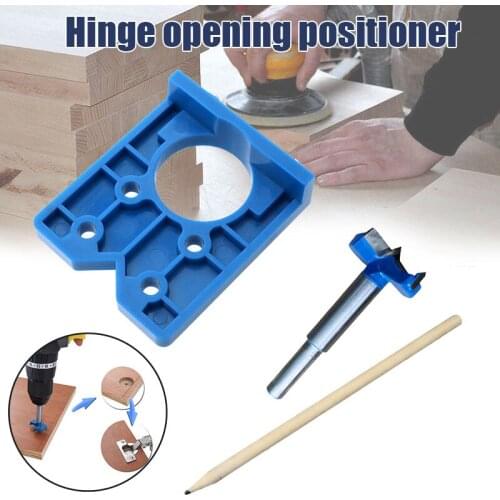 35mm Concealed Cabinet Hinge Hole Jig Wood Hole Saw Drill Locator Guide Tool Or Hole Locator with Drill( and Pencil)