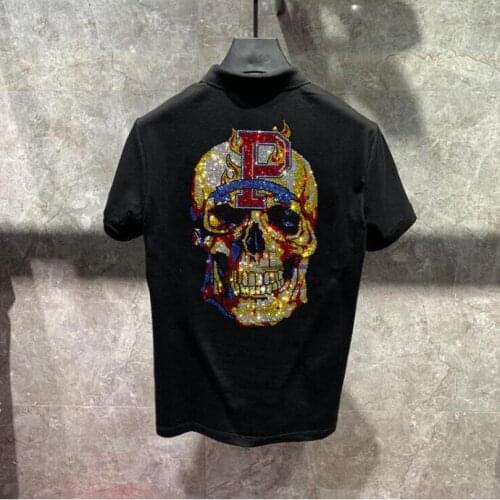 Nice design Plus Size 4XL 2021 Rhinestones polo shirts Men Brand shorts Sleeve Fashion Man Streetwear V Neck Slim Cotton polo