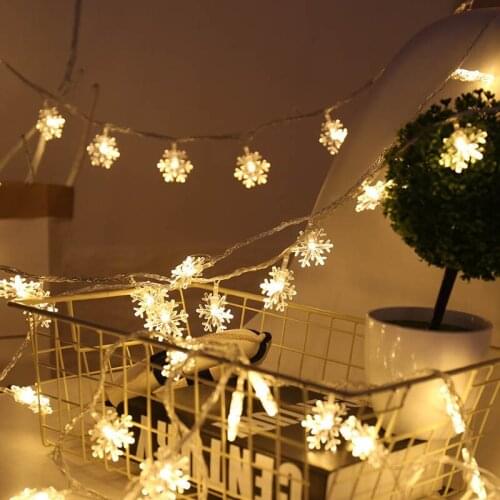 Christmas Tree Ornaments Party LED Garland Holiday Snowflakes String Fairy Lights Hanging Ornaments Home Decorations Winter Fall
