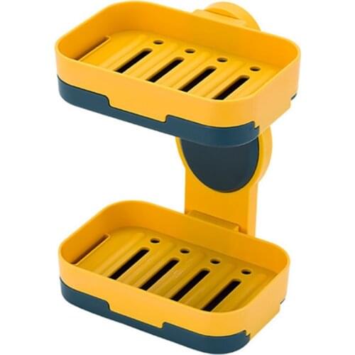 Self-adhesive Soap Dishes, Double Layer Drain Soap Holder Box Bathroom Shower Hanging Soap Tray Storage Rack, Kitchen Gadgets