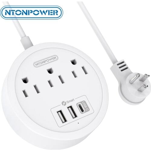 NTONPOWER USB C Mountable Power Strip with Flat Plug Charging Station With 5ft Extension Cord US Plug for Travel Cruise Ship