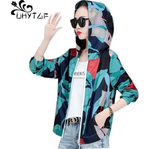 UHYTGF Summer Sun Protection Clothing Thin Jacket Women Korean Pink Green Loose Plus Size Top Outdoor Camouflage Short Coat 1656
