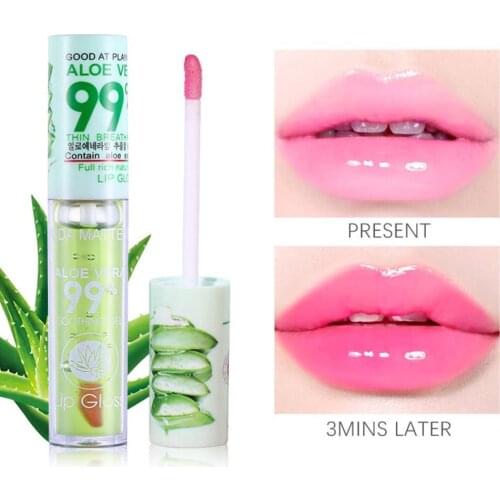 Moisturizing Aloe Lip Gloss Moisturizing Warm Color Changing Fruit Lip Balm Waterproof Long Lasting Lipstick Lip Care