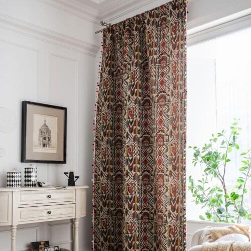 Curtains for living room vintage line cotton curtains for bedroom Window Curtain Drapes