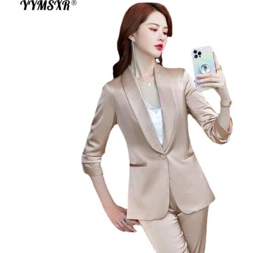 S-4XL Plus Size Womens Autumn and Winter Elegant Professional Suit Pants Overalls Two-piece High-quality Casual Business Wear