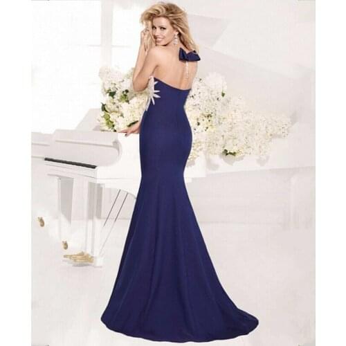 Blue 2018 New Arrival Elegant Beading Robe De Soiree Vestido De Festa Formal Party Evening Gowns mother of the bride dresses