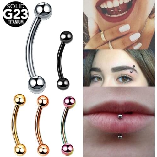 1PC ASTM -F136 Implant Titanium Curved Barbells Tongue Eyebrow Piercing 16G Tragus Bar Labret Lip Ring Helix Piercing Jewelry
