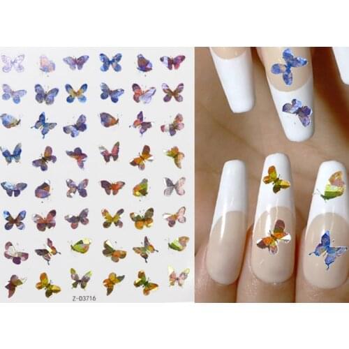 1pc Butterfly Stickers for Nails, Holographic Nail Stickers Butterfly Design DIY Phone Cover Accessories Nail Art Decorations