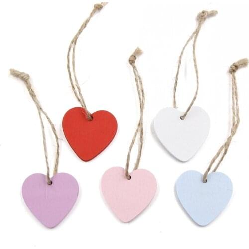 10PC Wood Craft Lovely Hearts Wooden Pendants Ornaments Wedding Favors Craft Art Home Wedding/Birthday Party Decorations