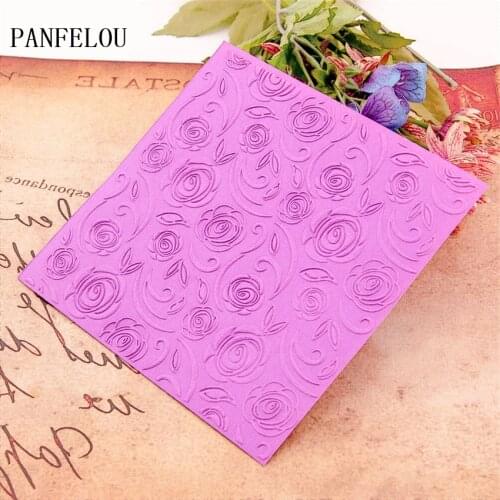 15x15cm Romantic flower Embossing folders Plastic For Scrapbooking DIY Template Fondant Cake Photo Album Card Making