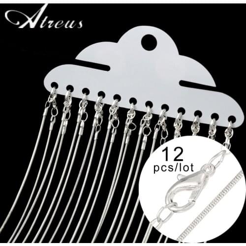 41cm 12Pc/Pack Silver Lobster Clasp Snake Chain For Women Or Men DIY Making Necklace Jewelry Bulk Findings Accessories Wholesale