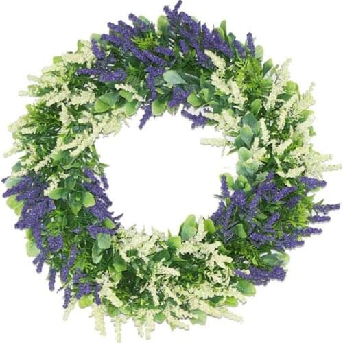 42cm Simulation Front Door Decoration Wreath Garland Wedding Lavender Wreath Pendant Window Decoration Door Knocker Grass Ring