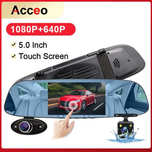 E-ACE A44P 5 Inch touch screen Video Recorder 3 Camera Lens Dashcam Car Rearview Mirror Car DVR Three Record Night Vision Camera