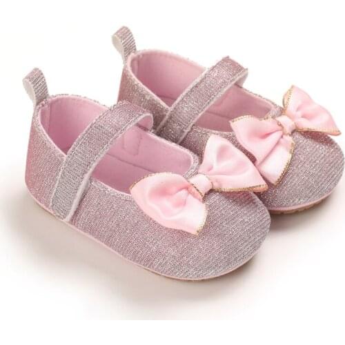Newborn Baby Girls Princess Bowknot Glitter Dress Shoes No-Slip First Walkers Spring Summer Autumn Infant Toddler Kid Shoes