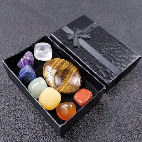 Chakela Obsidian Aura Tiger Eye Rhodolite Crystal Healng Meditation Tool Thumb Scraper Energy Set Home Paperweight Collect Craft