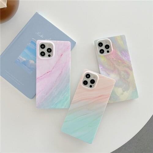 Square Marble Phone Cover For iPhone 11 12 Pro Max X XR XS Max 7 8Plus Soft Silicone Cover For Fundas iphone 11 Shockproof Shell
