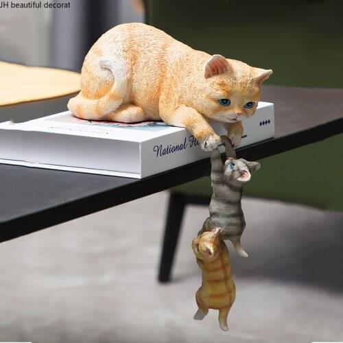 European Resin Animal Decoration Living Room Desktop Cat Decoration Cartoon Animal Crafts Modern Home Decoration Accessories