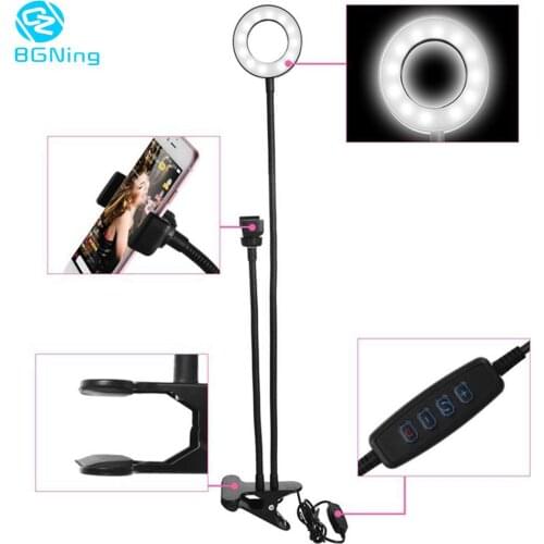 Photo Studio Selfie LED Ring Light w/ Cell Phone Mobile Holder for Youtube Live Stream Makeup Camera Lamp Smartphone Mount Stand