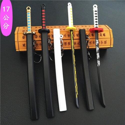 Hot Demon Slayer Sword Keychain Japan Anime Demon Slayer Kimetsu no Yaiba Cartoon Kamado Tanjirou Blade of Ghost Weapons Props