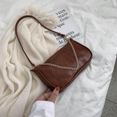 INS Hot Sale Alligator Pattern Shoulder Bags For Women 2021 PU Leather Underarm Bags Bolsa Mujer Female Chain Bag Tote Bags