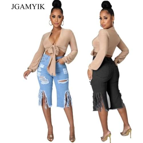 JGAMYIK Women's Denim Capri Pants