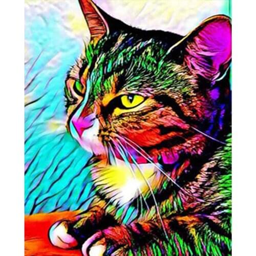 Painting By Numbers DIY Dropshipping Melancholy Colorful Cat Animal DIY Canvas Wedding Decoration Art picture Gift Minimalis