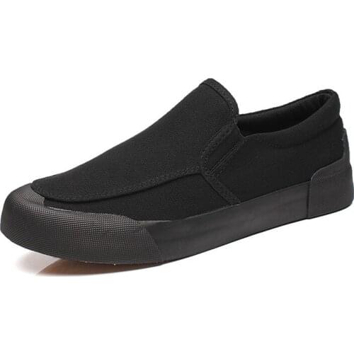 White Canvas Shoes Men black Vulcanized Lazy Canvas Shoes Mens Designer Sneakers Rubber Flats Shoes 2019 Fashion Male loafers