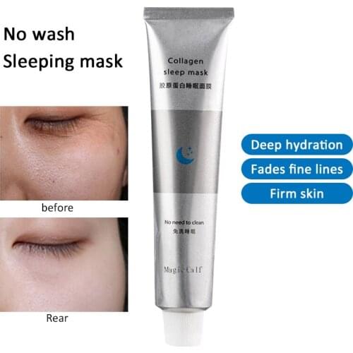 100ml Collagen Sleep Masks Moisturizing Skin Care Wash Free Repair Face Mask Oil-Control Anti-acne Shrink Pore Facial Mask tool