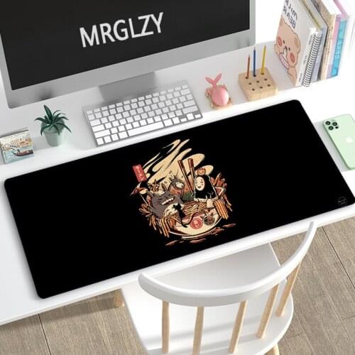 Ukiyo-e Waves Food Black Mouse Pad AnimeTotoro Mouse Gamer Barato Multi-size XXL Large Keyboard MouseMat 3MM Mousepad for Laptop