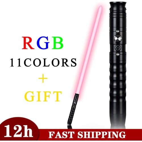 Jedi Lightsaber RGB Heavy Dueling Sound Cosplay Luke Laser Sword FX FOC Flashlight Black Hilt Lock Up Metal Handle Luminous Toy