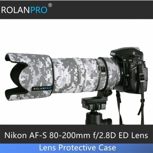 ROLANPRO Lens Camouflage Coat Rain Cover for Nikon AF-S 80-200mm f/2.8D ED lens Protective Sleeve Guns Case Folding lens hood