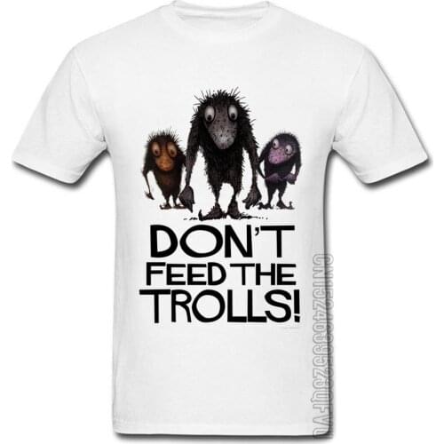 Mens Short Sleeve New Coming 100% Cotton Fabric Tee-Shirt Dont Feed the Trolls O Neck T-shirts Funny Tops & Tees Print Tshirt