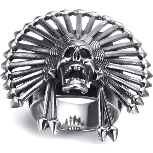Skull Head Titanium Steel Rings Jewelry Mens Punk Rings