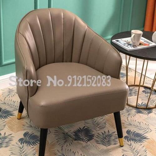 Single sofa light luxury leather hotel living room reception Nordic lazy simple modern balcony leisure small sofa chair