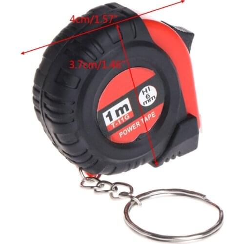 OOTDTY Mini Tape Measure With Key Chain Plastic Portable 1m Retractable Ruler cm/Inch 63HF