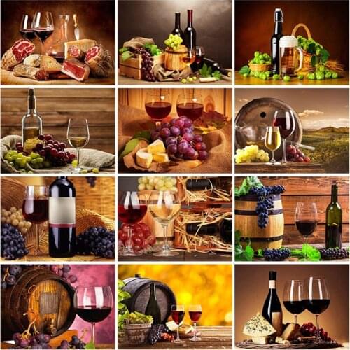 Full Round Square 5D Diamond Painting Wine Cross Stitch Diamond Embroidery Grape Picture Of Rhinestones Kitchen Home Decoration