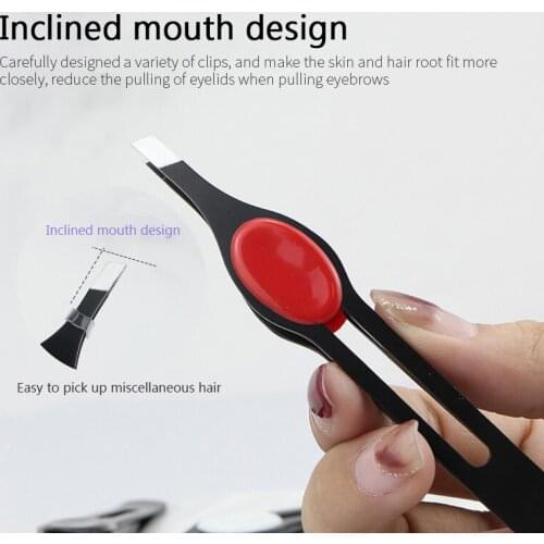 Portable Eyebrow Tweezer Oblique Flat Mouth Hair Removal Tweezers Stainless Steel Eye Brow Clips Eyebrow Trimming Makeup Tools