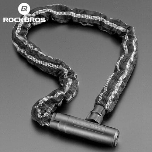 ROCKBROS 116CM Bicycle Lock Motorcycle Safety Anti-theft Lock Zinc Alloy Reflective Multifunctional Key Bike Chain Lock