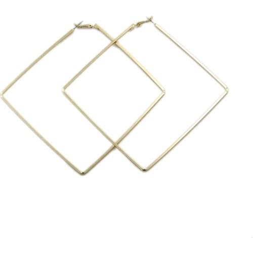 10CM Fashion Big Square Earrings For Women Shining Gold Silver Color Large Hoop Earring Brincos Punk Hiphop Jewelry Accessory