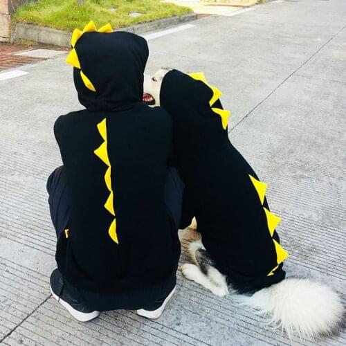 1pcs Dog Hoodie Dinosaur Shape Clothes Parent-child Clothes French Bulldog Puppy Clothes Schnauzer People Shirt Pet Supplies